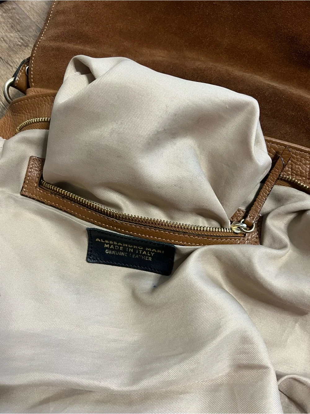 Alessandro Mari Italian Brown Leather Slouchy Hobo Bag Handbag Purse